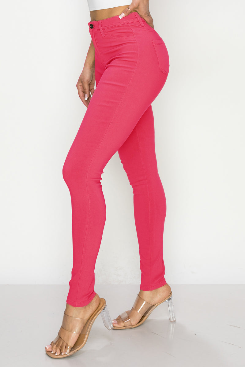 LV-300 HOT PINK HIGH WAISTED COLORED JEANS