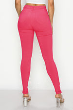 LV-300 HOT PINK HIGH WAISTED COLORED JEANS