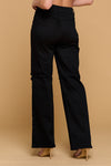 BLACK HIGH WAISTED STRETCHY COLORED WIDE LEG JEANS LVB-230