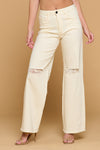 IVORY HIGH WAISTED STRETCHY COLORED WIDE LEG JEANS LVB-230