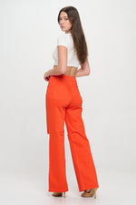 LVB-230 TANGERINE HIGH WAISTED STRETCHY COLORED WIDE LEG JEANS