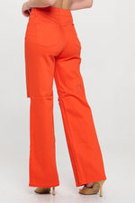 LVB-230 TANGERINE HIGH WAISTED STRETCHY COLORED WIDE LEG JEANS