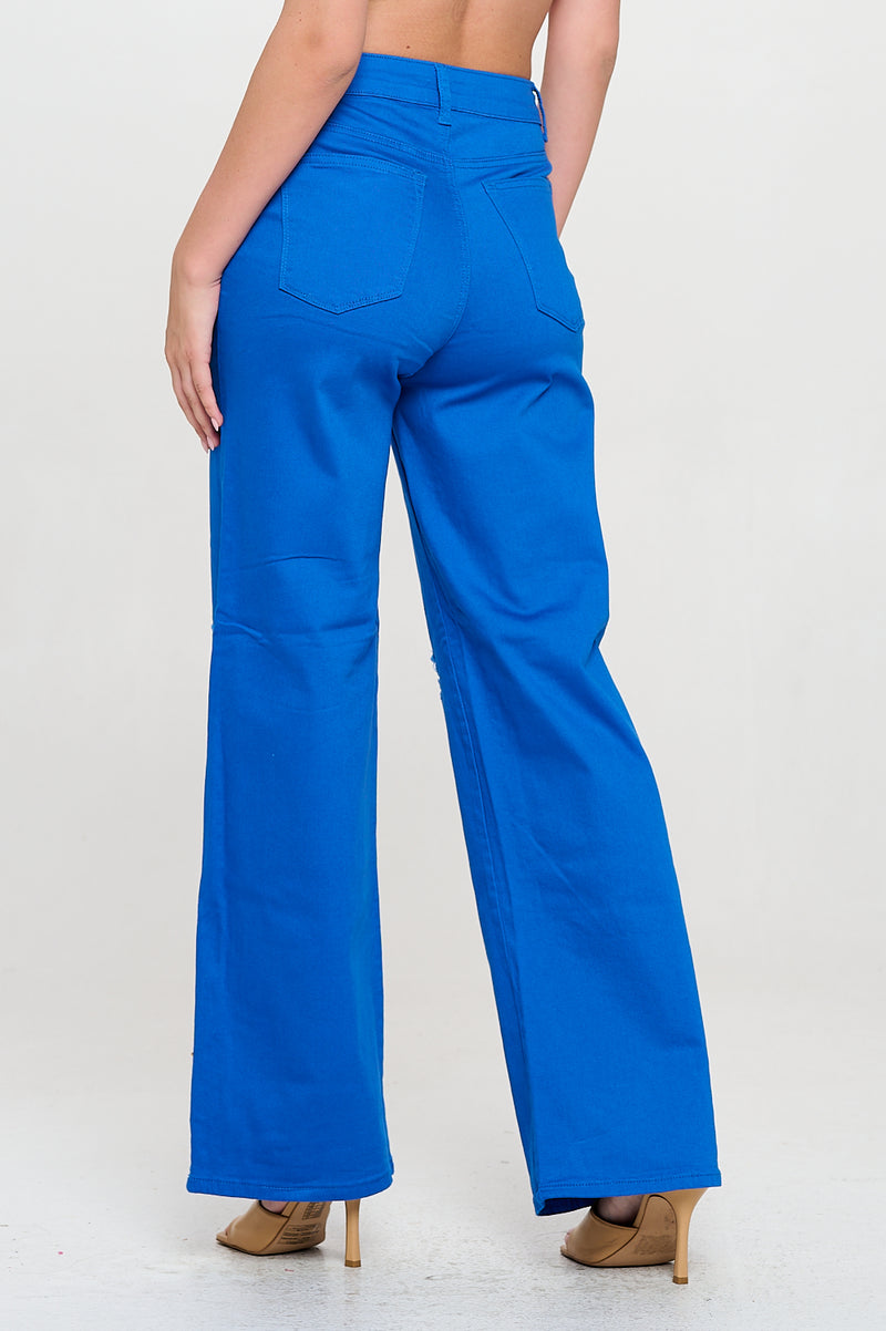 ROYAL HIGH WAISTED STRETCHY COLORED WIDE LEG JEANS LVB-230