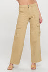 HIGH WAISTED STRETCHY CARGO PANTS LVB-600 KHAKI