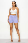 SH-300 LILAC SEXY CUT OPEN BUTTON DENIM SHORTS
