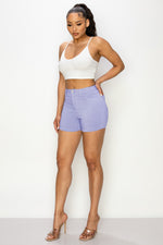 SH-300 LILAC SEXY CUT OPEN BUTTON DENIM SHORTS