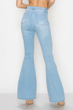 Wholesale High Quality Flare Jeans Trousers - BC-003 Wholesale High Waisted Bell Bottom Light Denim. High Waisted Skinny Ripped & Distressed Destroyed Women Jeans. High rise colored jeans. fashion nova Style vibrantmiu style fashiongo style l&b apparel wholesale lucky & blessed flare jeans western wholesale