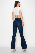 BC-005 HIGH WAISTED STRETCHY BELL BOTTOM JEANS DARK BLUE