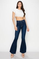 BC-005 HIGH WAISTED STRETCHY BELL BOTTOM JEANS DARK BLUE