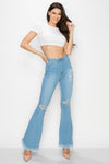 Wholesale High Waisted Bell Bottom Ripped & Distressed Destroyed Jeans BC-011 - Light Denim Medium Blue Wash Dark Denim. High Waisted Skinny Ripped & Distressed Women Jeans. High rise colored jeans. fashion nova Style vibrantmiu style fashiongo style l&b apparel wholesale lucky & blessed flare jeans western wholesale