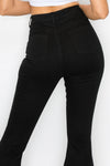 BC-012 HIGH WAISTED STRETCHY RIPPED BELL BOTTOM JEANS BLACK