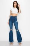 Wholesale High Waisted Bell Bottom Ripped & Distressed Destroyed Jeans BC-013- Light Denim Medium Blue Wash Dark Denim Wide Leg. High Waisted Skinny Ripped Distressed Women Jeans. High rise colored jeans. fashion nova vibrantmiu style fashiongo style l&b apparel wholesale lucky & blessed flare jeans western wholesale