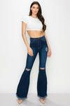 Wholesale High Waisted Bell Bottom Ripped & Distressed Destroyed Jeans BC-014- Light Denim Medium Blue Wash Dark Denim Wide Leg. High Waisted Skinny Ripped Distressed Women Jeans. High rise colored jeans. fashion nova vibrantmiu style fashiongo style l&b apparel wholesale lucky & blessed flare jeans western wholesale
