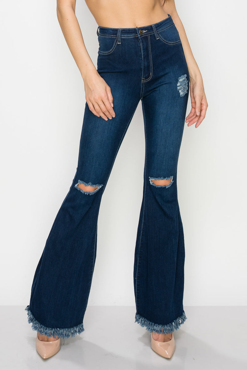 Wholesale High Waisted Bell Bottom Ripped & Distressed Destroyed Jeans BC-014- Light Denim Medium Blue Wash Dark Denim Wide Leg. High Waisted Skinny Ripped Distressed Women Jeans. High rise colored jeans. fashion nova vibrantmiu style fashiongo style l&b apparel wholesale lucky & blessed flare jeans western wholesale