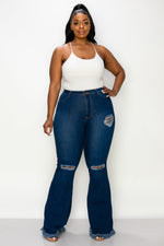 PLUS SIZE DISTRESSED BELL BOTTOMS