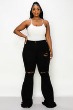 PLUS SIZE DISTRESSED BELL BOTTOMS