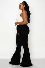 PLUS SIZE DISTRESSED BELL BOTTOMS