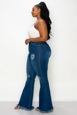 PLUS SIZE DISTRESSED BELL BOTTOMS