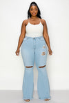 PLUS SIZE DISTRESSED BELL BOTTOMS
