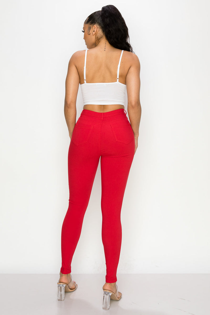 LV-300 RED HIGH WAISTED COLORED JEANS