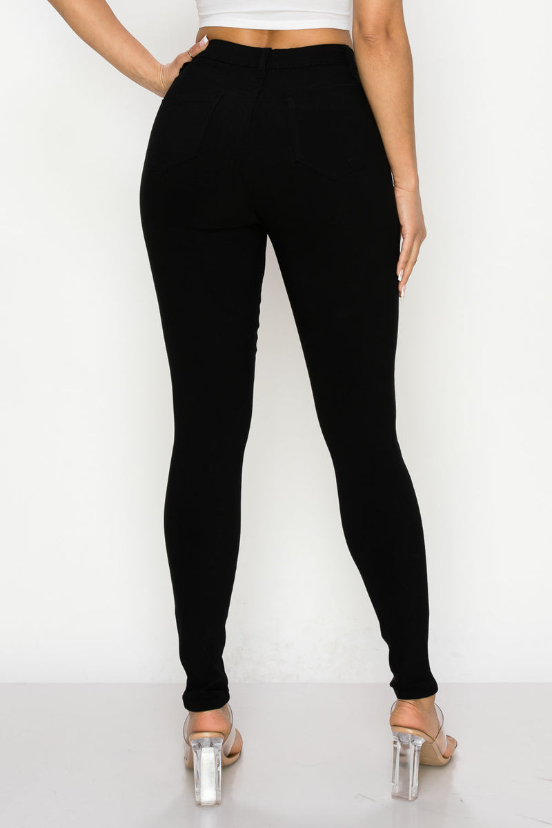 HIGH WAISTED COLORED SUPER-STRETCH JEANS BLACK - LOVER BRAND FASHION