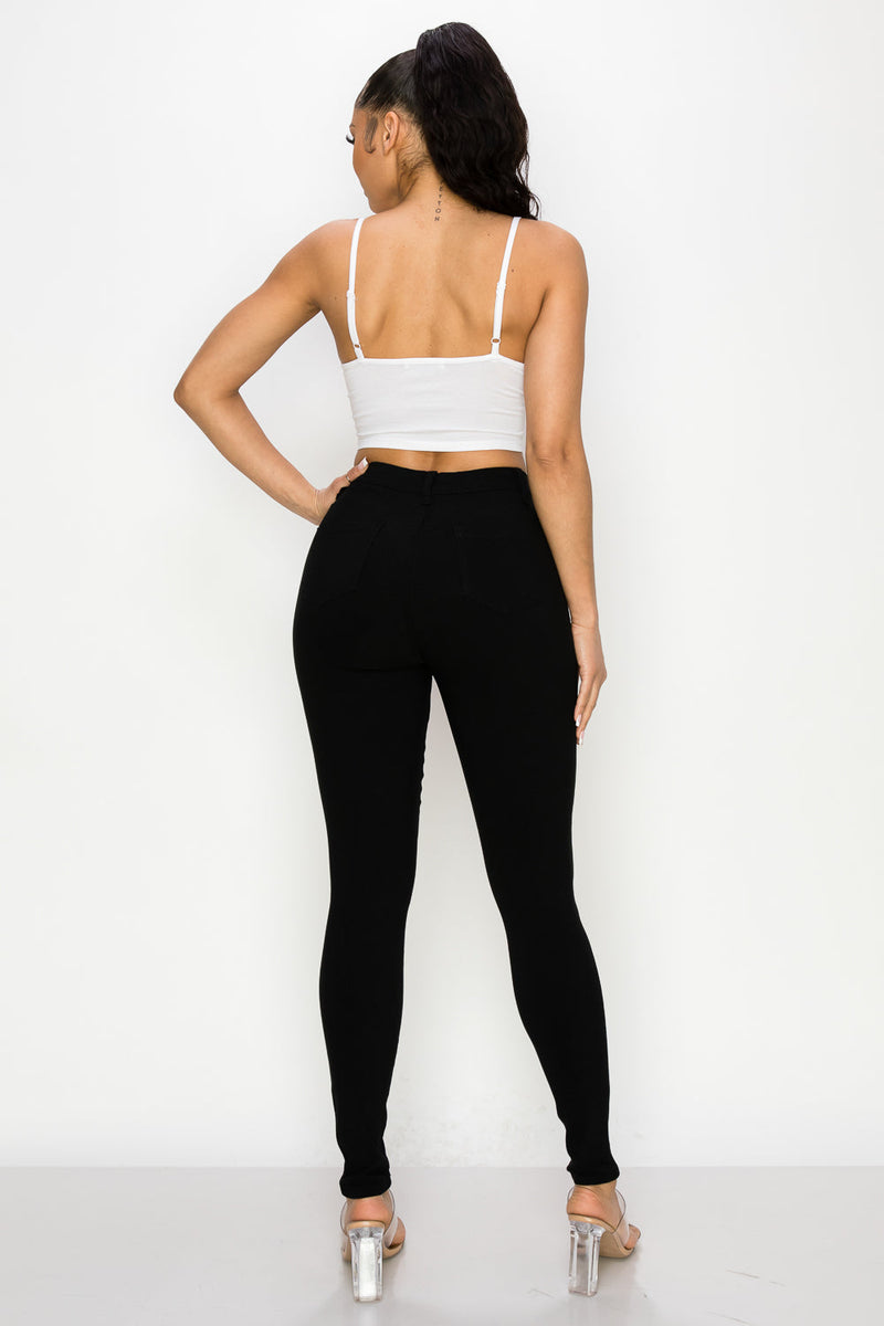 HIGH WAISTED COLORED SUPER-STRETCH JEANS BLACK - LOVER BRAND FASHION