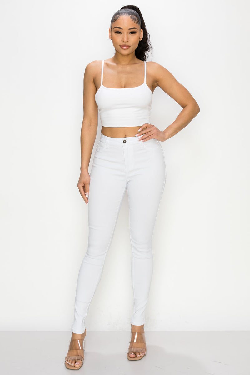 LV-300 WHITE HIGH WAISTED COLORED JEANS