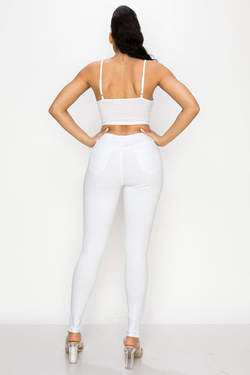 LV-300 WHITE HIGH WAISTED COLORED JEANS