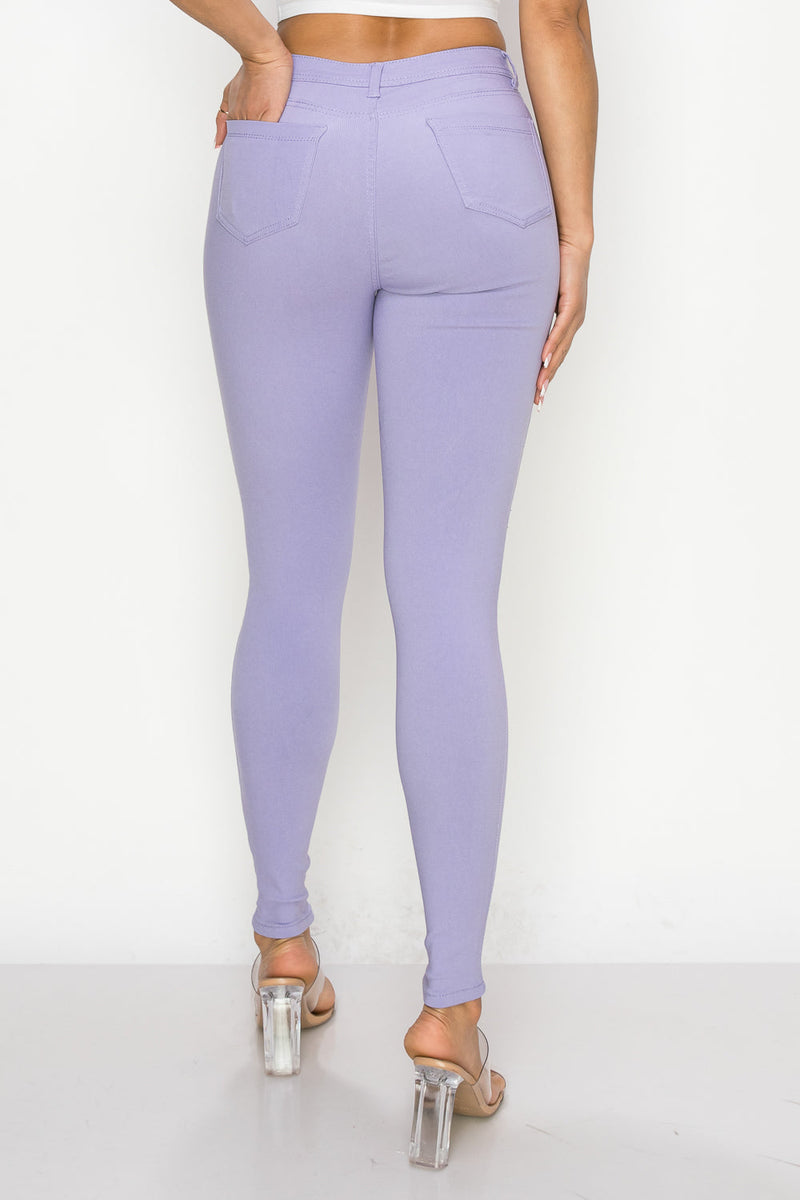 HIGH WAISTED COLORED SUPER-STRETCH JEANS PURPLE - LOVER BRAND FASHION