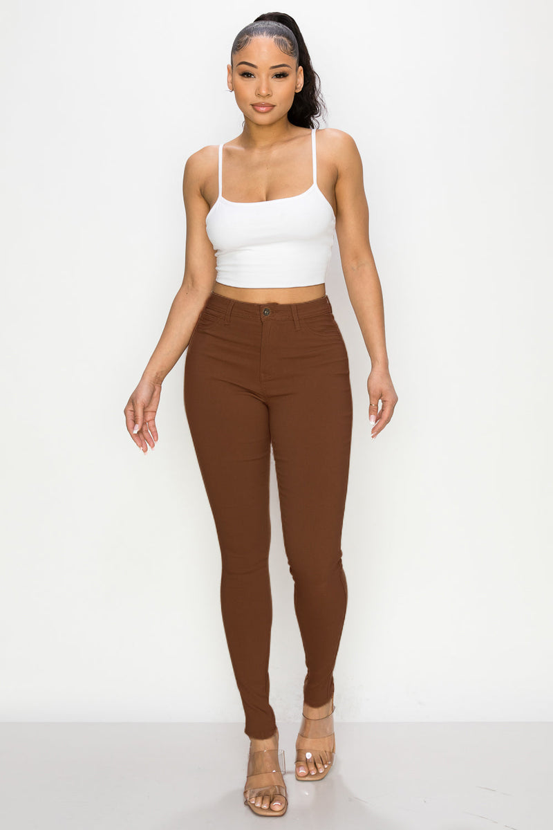 LV-300 DARK BROWN HIGH WAISTED COLORED JEANS