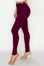 LV-300 BURGUNDY HIGH WAISTED COLORED JEANS