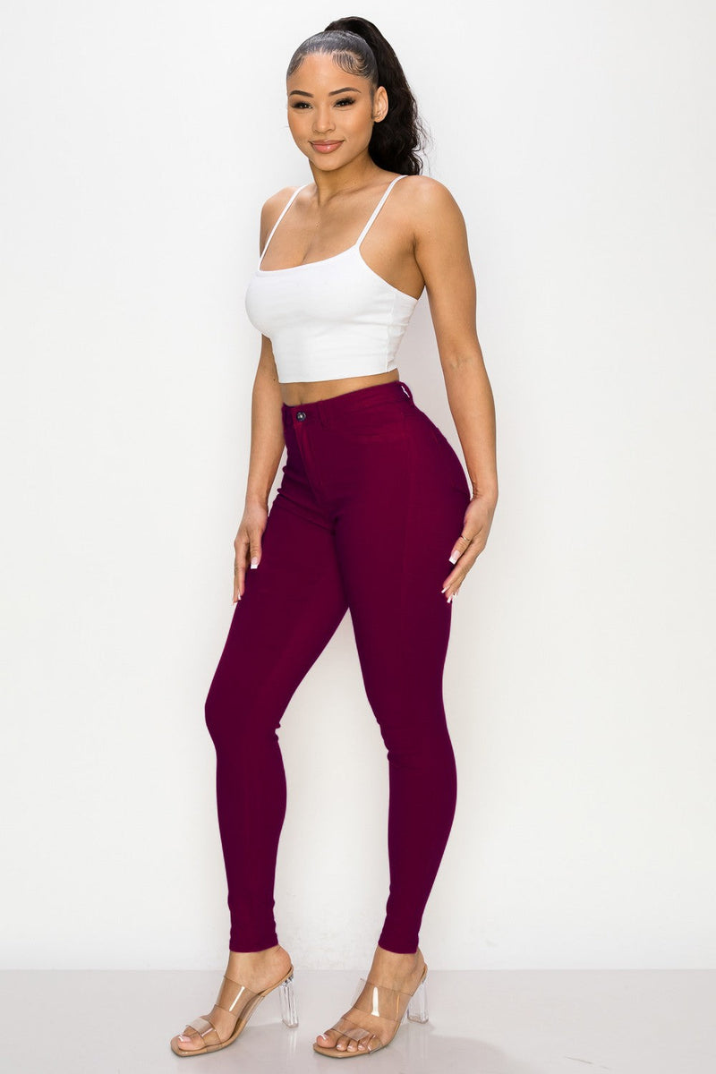 HIGH WAISTED COLORED SUPER-STRETCH JEANS LILAC - LOVER BRAND FASHION