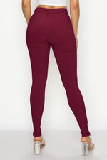 LV-300 BURGUNDY HIGH WAISTED COLORED JEANS