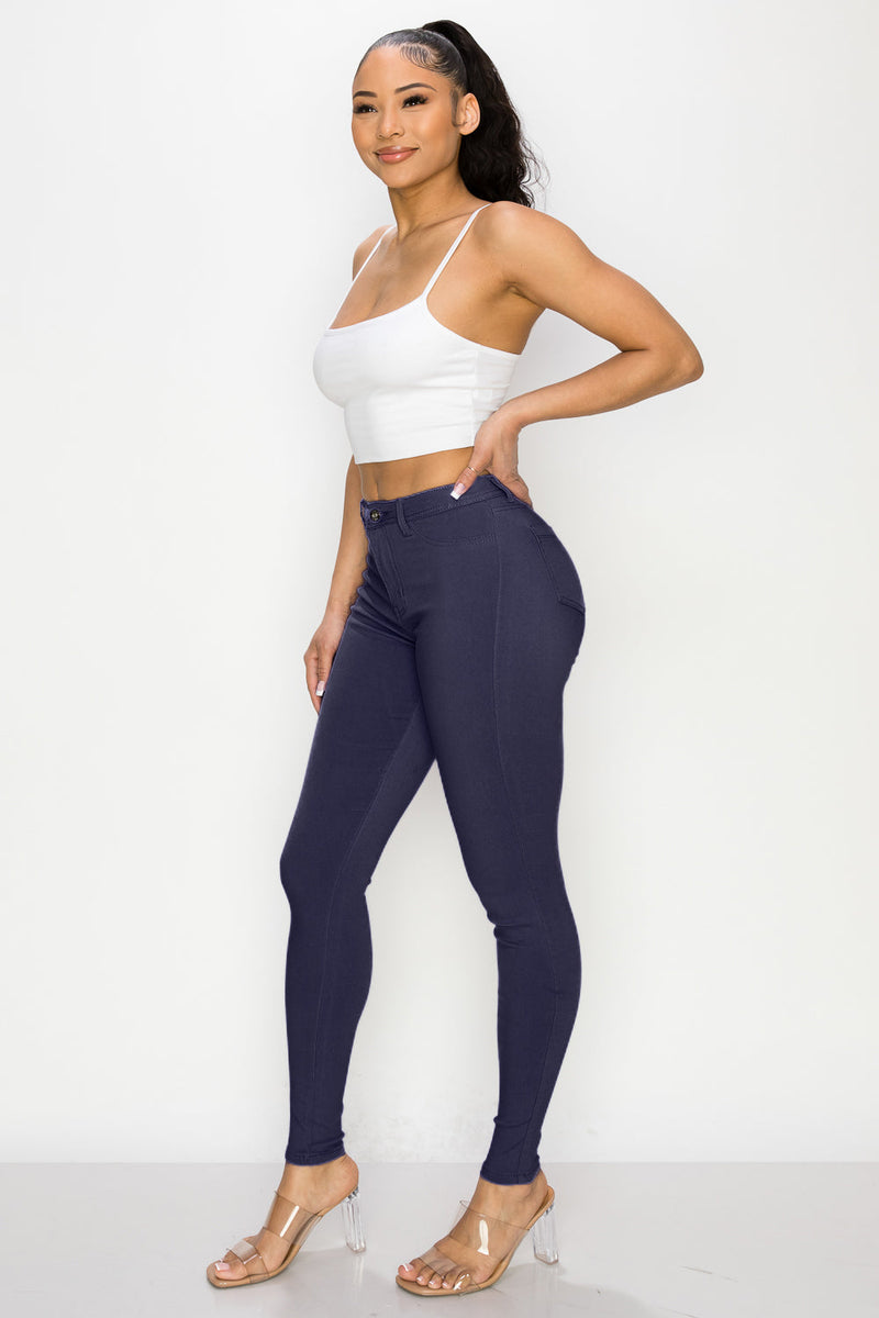 HIGH WAISTED COLORED SUPER-STRETCH JEANS ROYAL - LOVER BRAND FASHION