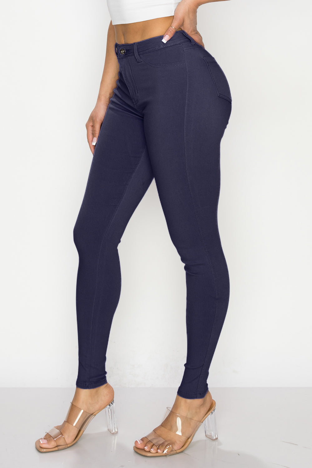 HIGH WAISTED COLORED SUPER-STRETCH JEANS SKY - LOVER BRAND FASHION