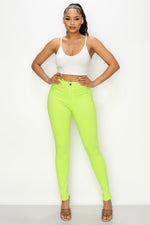 LV-300 NEON GREEN HIGH WAISTED COLORED JEANS