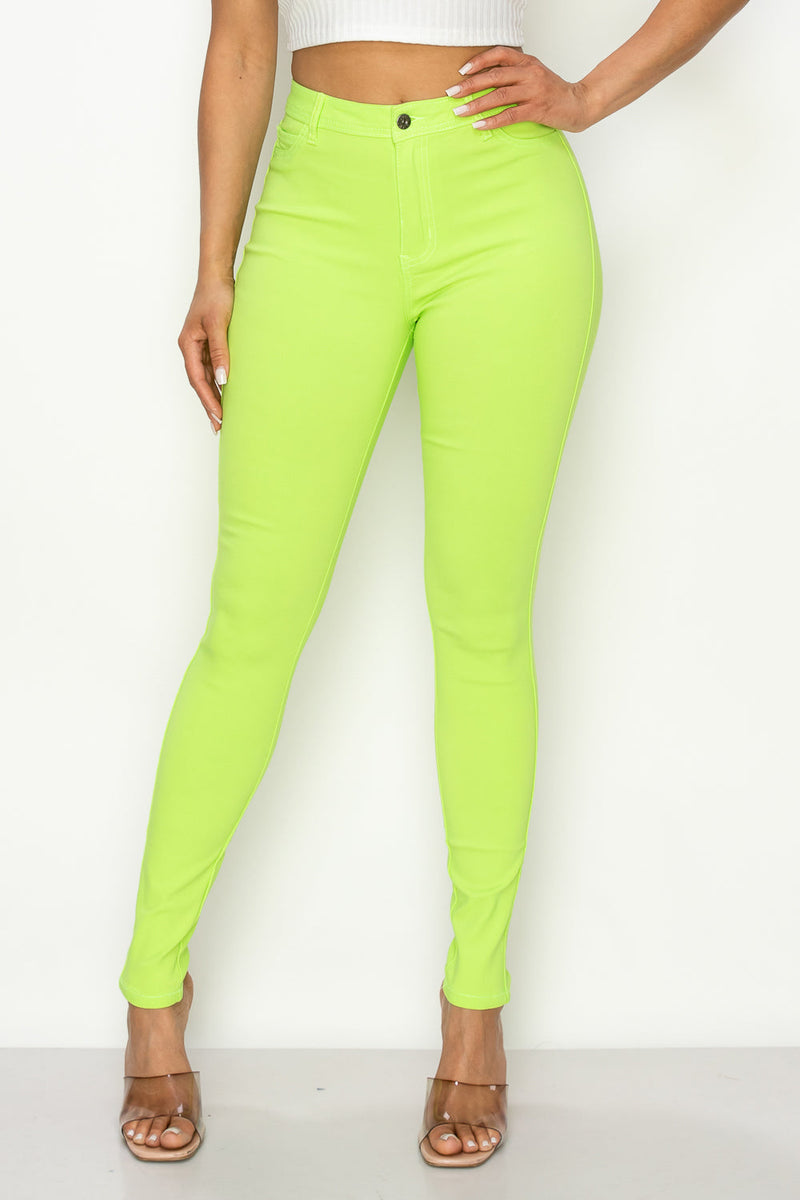 HIGH WAISTED SUPER-STRETCH JEANS NEON GREEN - LOVER BRAND FASHION