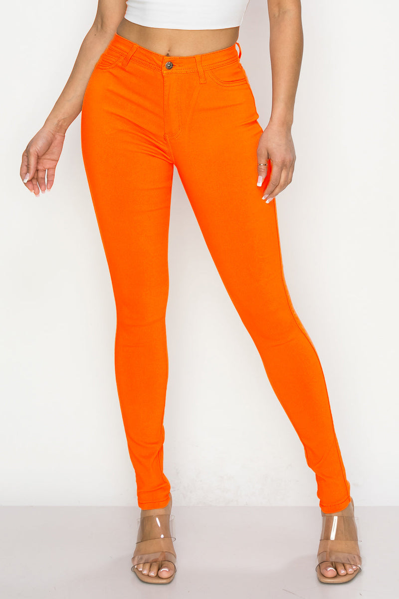 LV-300 NEON ORANGE HIGH WAISTED COLORED JEANS