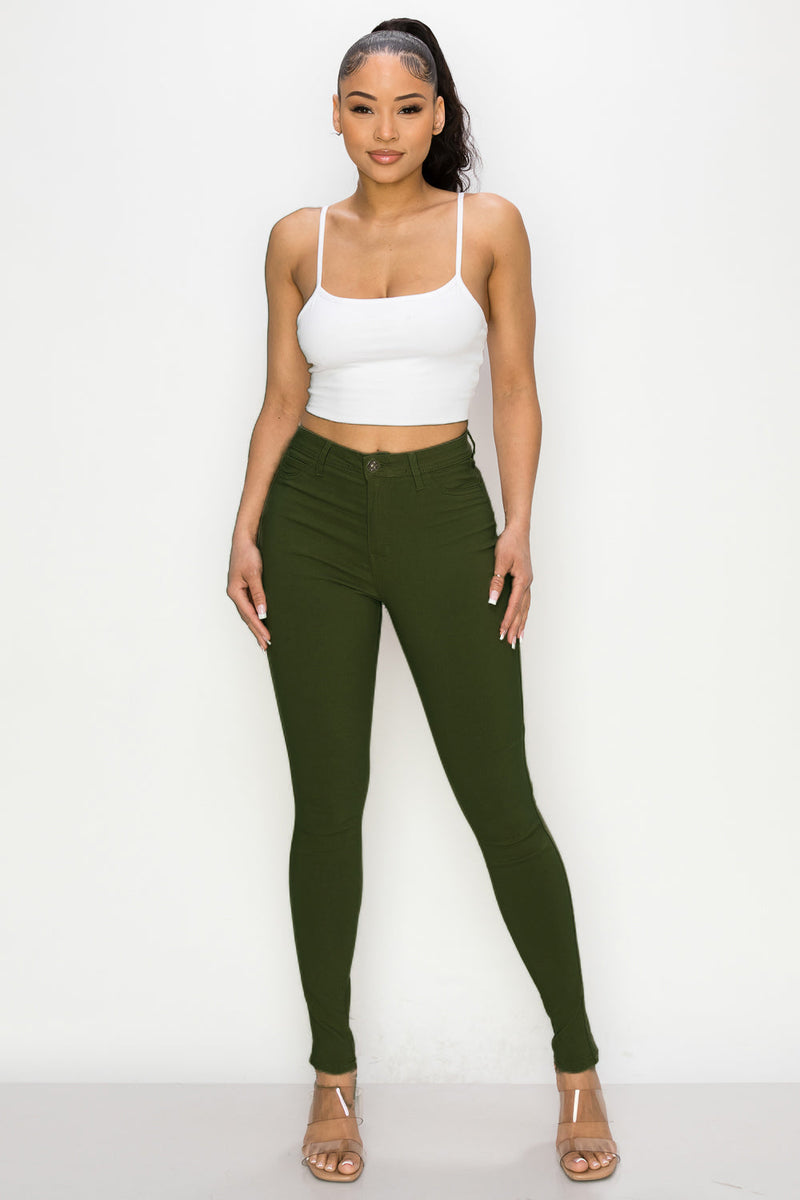 LV-300 OLIVE HIGH WAISTED COLORED JEANS