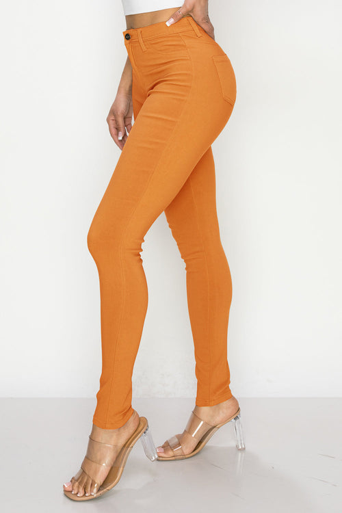 LV-300 ORANGE HIGH WAISTED COLORED JEANS