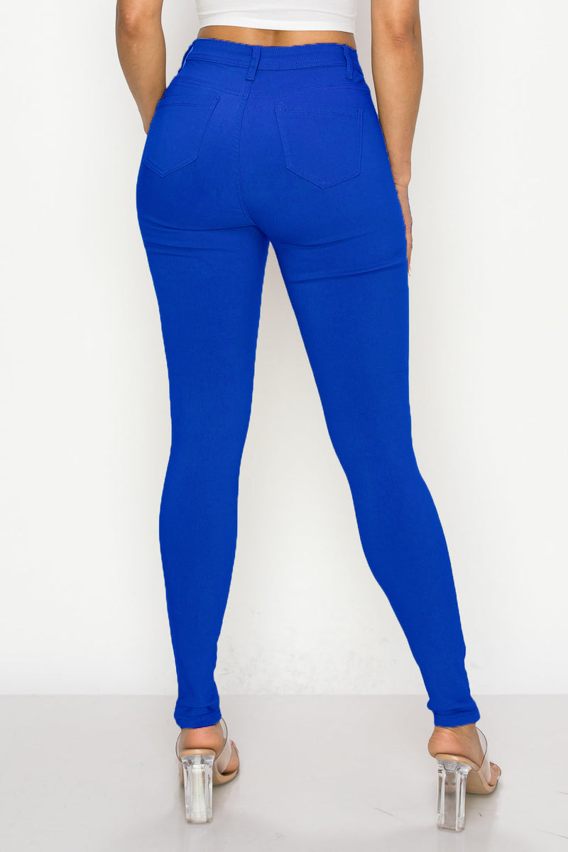 HIGH WAISTED COLORED SUPER-STRETCH JEANS ROYAL - LOVER BRAND FASHION