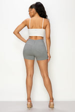 SH-300 LIGHT GREY SEXY CUT OPEN BUTTON DENIM SHORTS