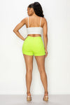 SH-300 NEON GREEN SEXY CUT OPEN BUTTON DENIM SHORTS