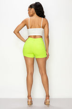 SH-300 NEON GREEN SEXY CUT OPEN BUTTON DENIM SHORTS