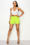 SH-300 NEON GREEN SEXY CUT OPEN BUTTON DENIM SHORTS