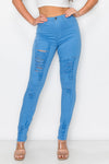 LV-420 SKY BLUE STRETCHY RIPPED SKINNY DENIM